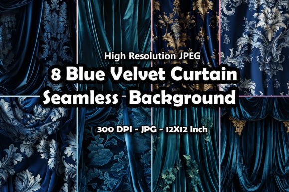 8 Blue Velvet Curtain Seamless Background