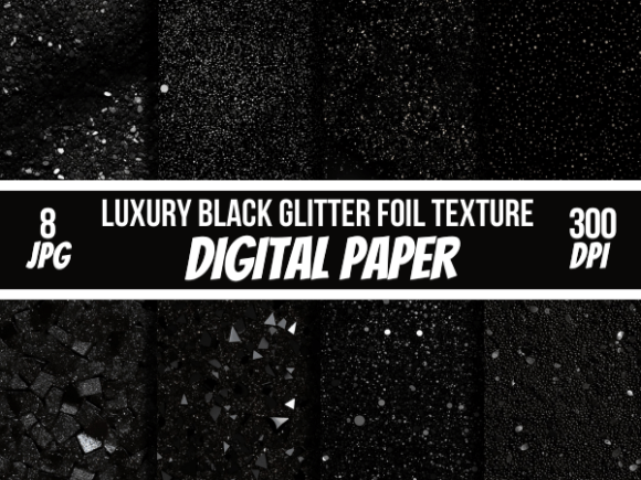Black Glitter Texture Digital Papers for Creative Projects