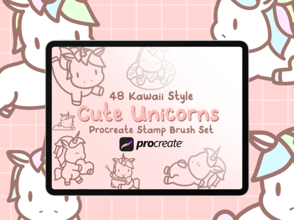 Cute Unicorns Procreate Stamp Brush Set