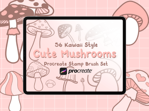 Doodle Mushroom Procreate Stamp Brushes: Enhance Your Digital Art with Kawaii Style