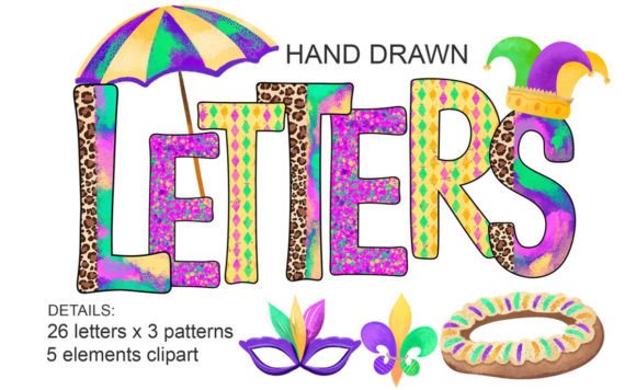 Mardi Gras Alphabet Letters PNG for Creative Projects and Personalized Designs