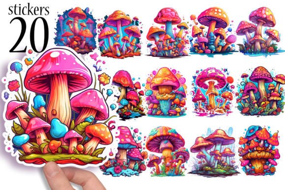 Mushroom Stickers Digital Printable
