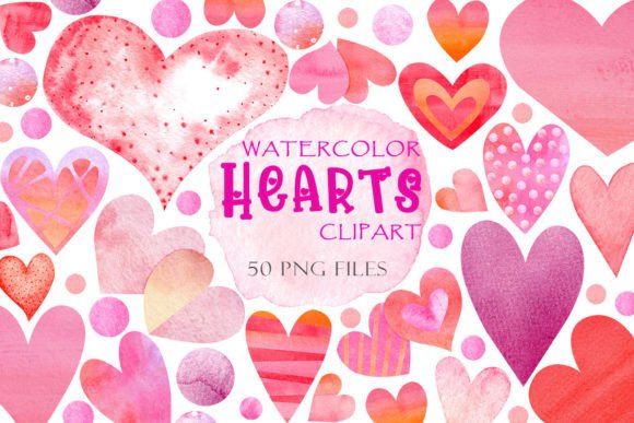 Pink Hearts Watercolor Set for Creative Designers