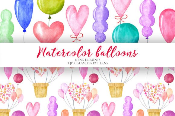 Set of Watercolor Balloons Clipart: A Versatile Design Resource for Creative Projects