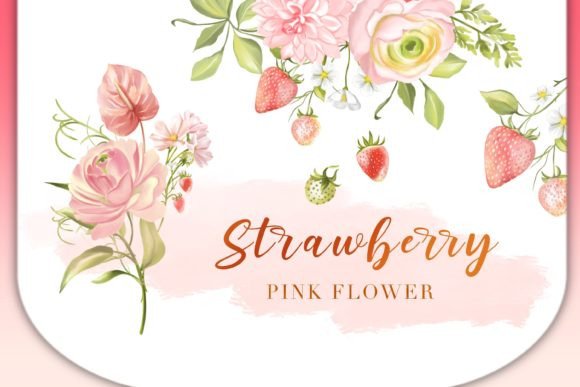 Strawberry Pink Flower Clipart: A Versatile Design Resource for Modern Creators