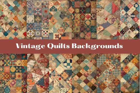 Vintage Quilts Backgrounds Digital Paper