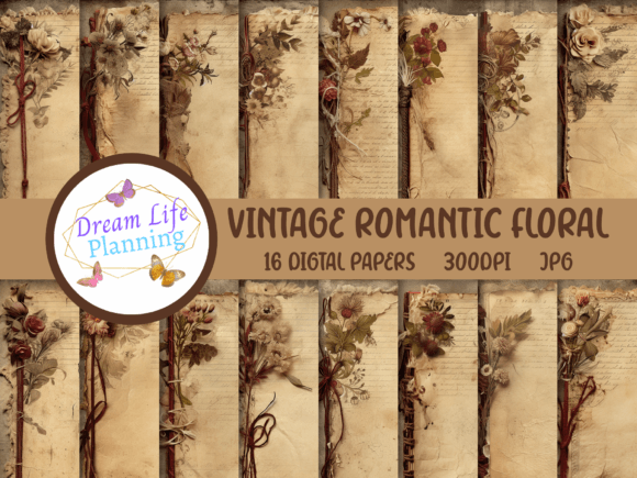 Vintage Romantic Floral Scrapbook Papers: A Timeless Design Asset for Creative Projects