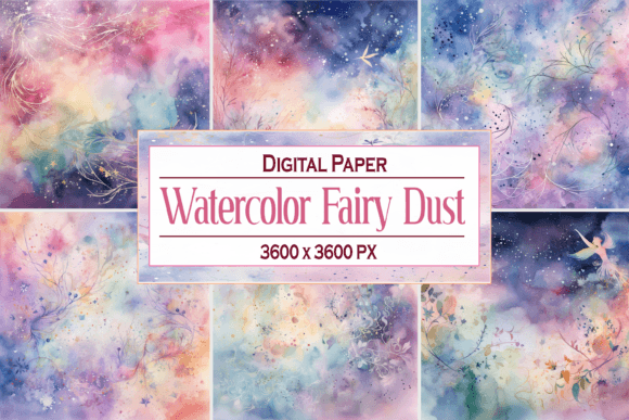 Watercolor Whimsical Fairy Dust Backgrounds for Digital Use